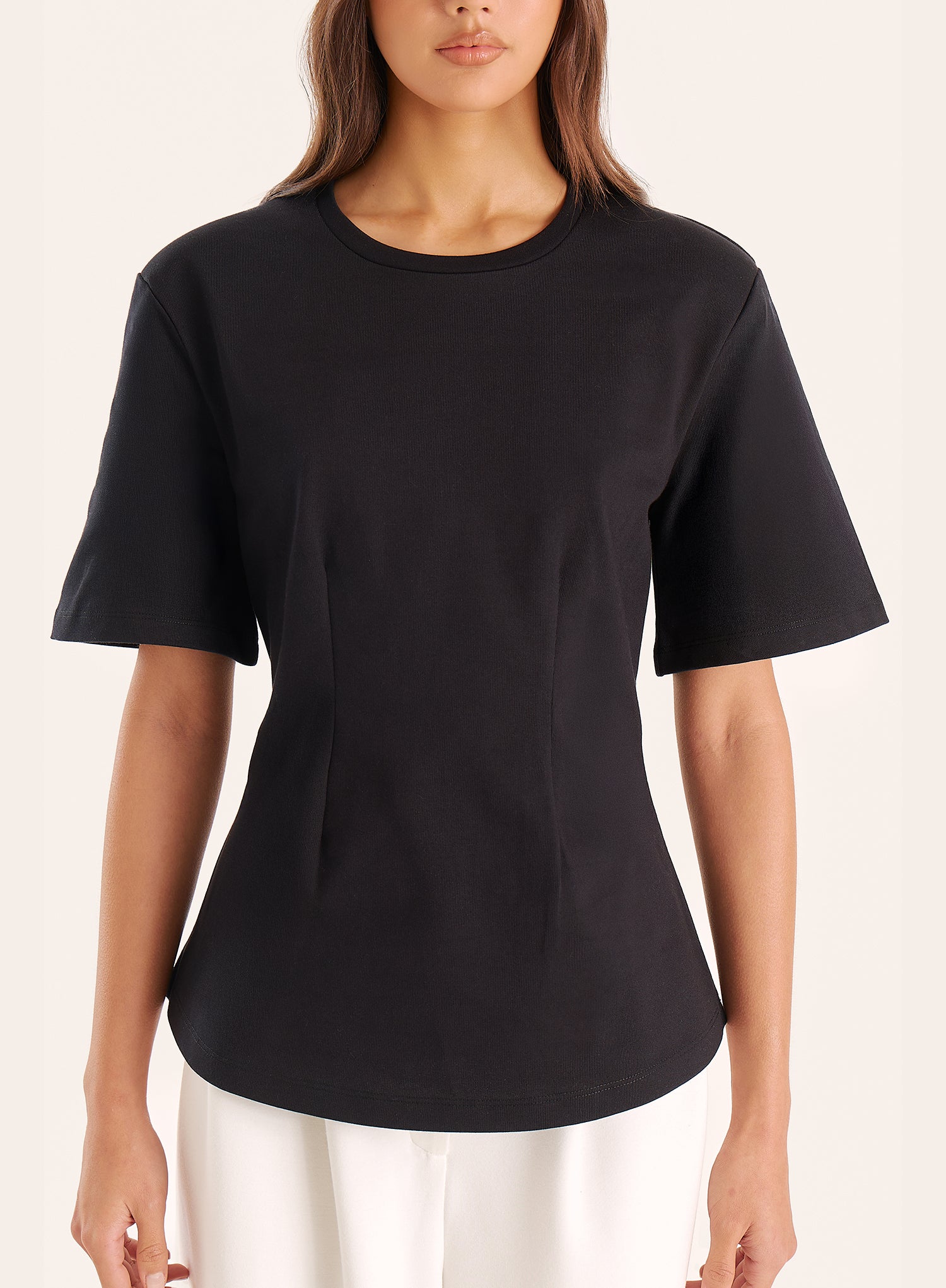 Black Shoulder Pad Peplum T-Shirt